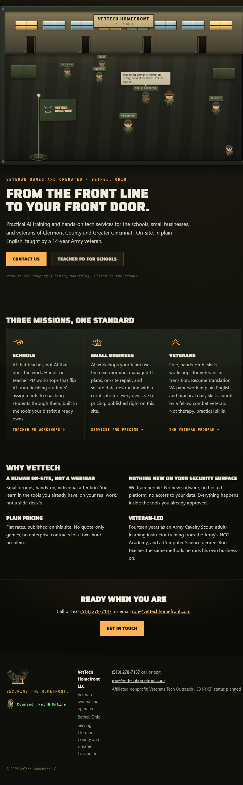 VetTech Homefront mission-driven website